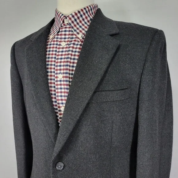 Club Room Men's Sport Coat Blazer Two Button Flannel Silk Wool Cashmere 42S